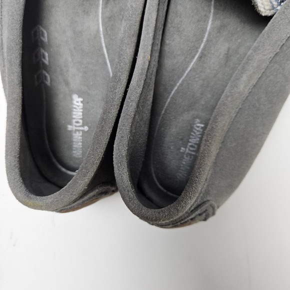 Minnetonka Sophia Suede Leather Boho Slip On Shoes‎ Moccasins Women's 7 Grey - Picture 5 of 10